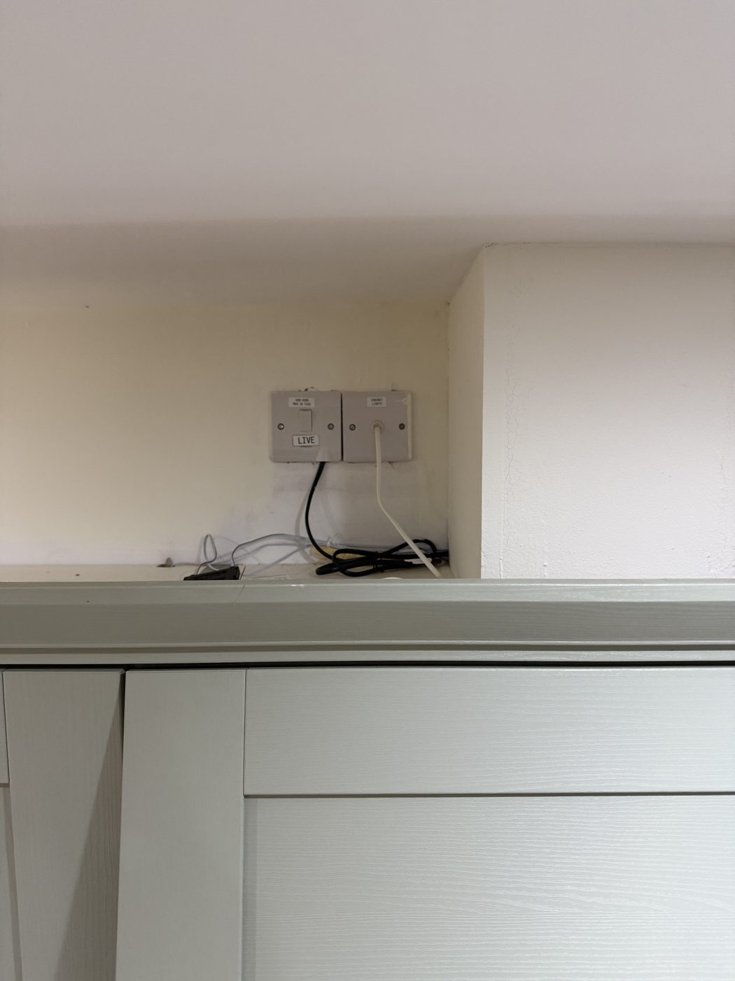 New kitchen sockets and appliance cables at first fix stage