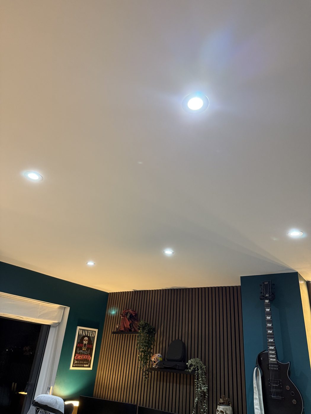 A living room lit by new LED downlights